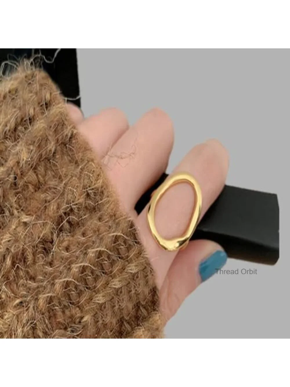 Adjustable Open Oval Ring Copper 18K Gold & Platinum Plated